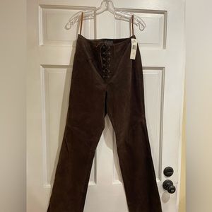 NWT Ralph Lauren Brown Suede Lace Up Pants Size 6